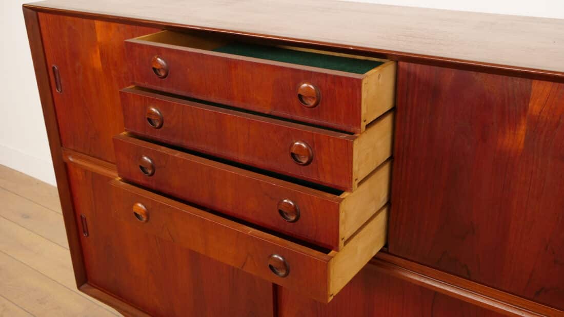 Vintage Highboard Met Bar Wandkast Teak 154 Cm Vintage Highboard Met Bar Wandkast Teak 154 Cm