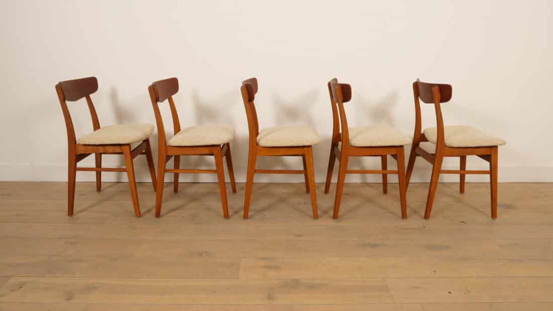 5 X Eetkamerstoel Farstrup Model 210 Gerestaureerd Creme Geel 5 X Eetkamerstoel Farstrup Model 210 Gerestaureerd Creme Geel