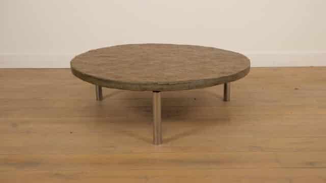 Vintage Salontafel Natuursteen Rvs Brutalist