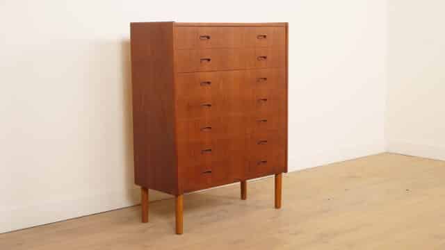 Bijzondere Deense Ladekast Teak 5 Lades En Verborgen Klepje 123 Cm