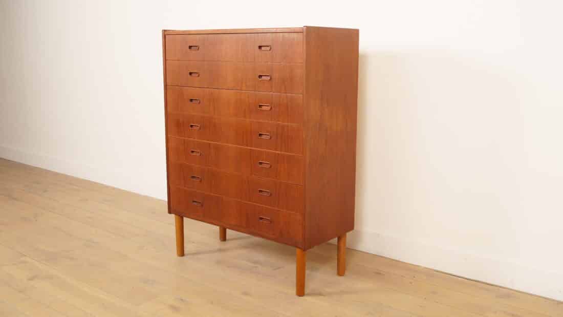 Bijzondere Deense Ladekast Teak 5 Lades En Verborgen Klepje 123 Cm Bijzondere Deense Ladekast Teak 5 Lades En Verborgen Klepje 123 Cm