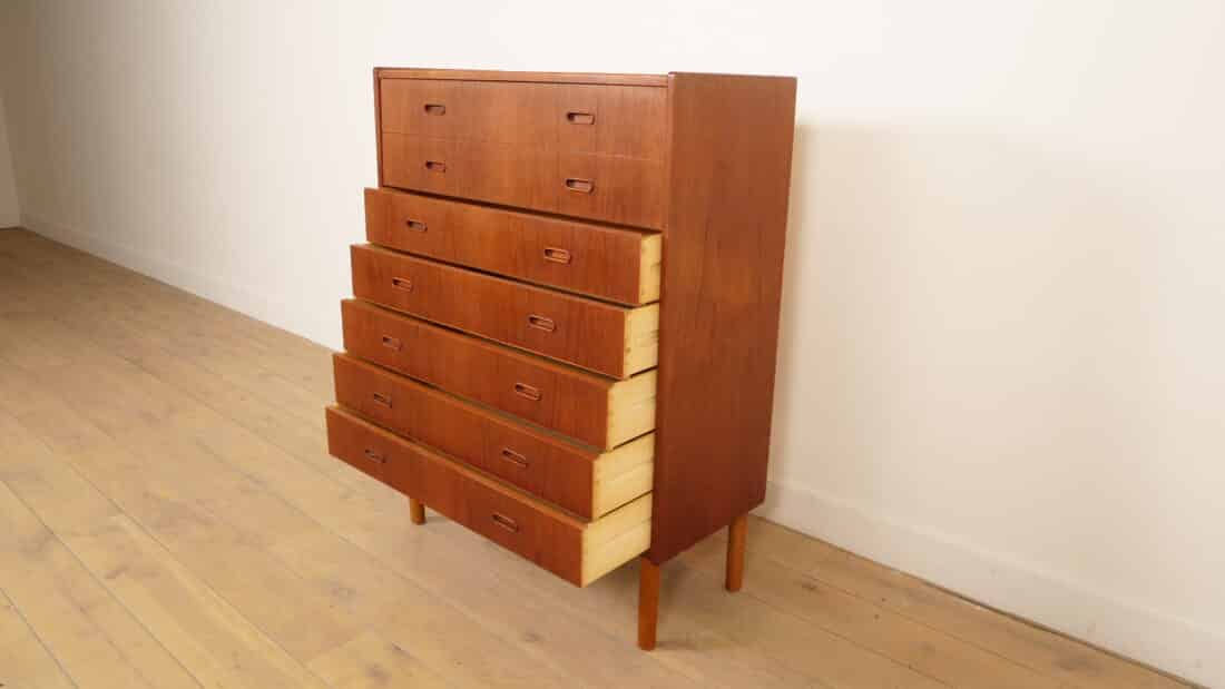 Bijzondere Deense Ladekast Teak 5 Lades En Verborgen Klepje 123 Cm Bijzondere Deense Ladekast Teak 5 Lades En Verborgen Klepje 123 Cm