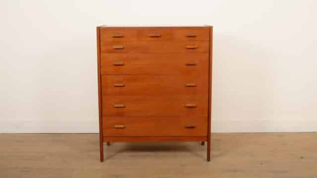 Vintage Deense Ladekast Teak 6 Lades 104 Cm