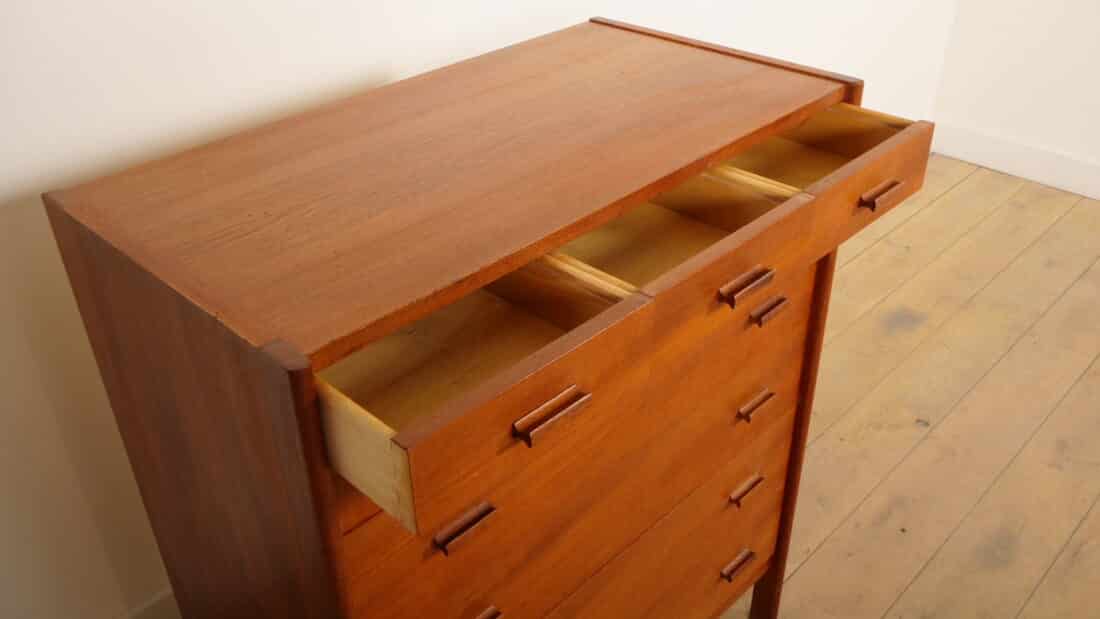 Vintage Deense Ladekast Teak 6 Lades 104 Cm Vintage Deense Ladekast Teak 6 Lades 104 Cm