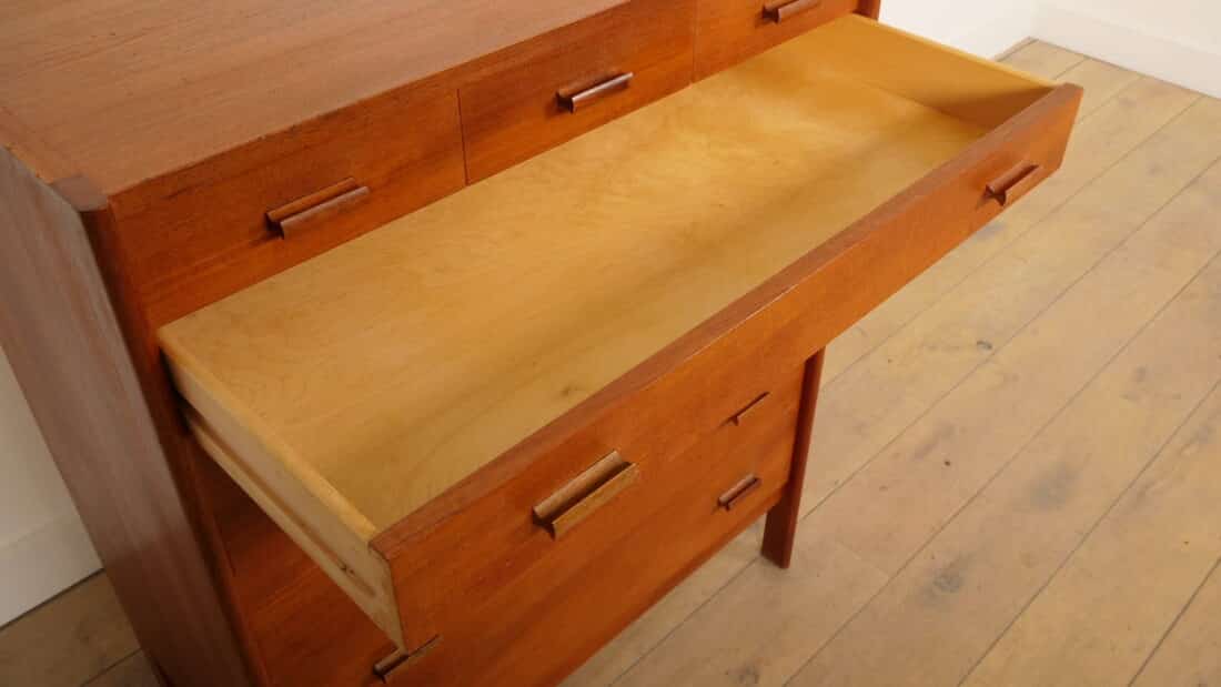 Vintage Deense Ladekast Teak 6 Lades 104 Cm Vintage Deense Ladekast Teak 6 Lades 104 Cm