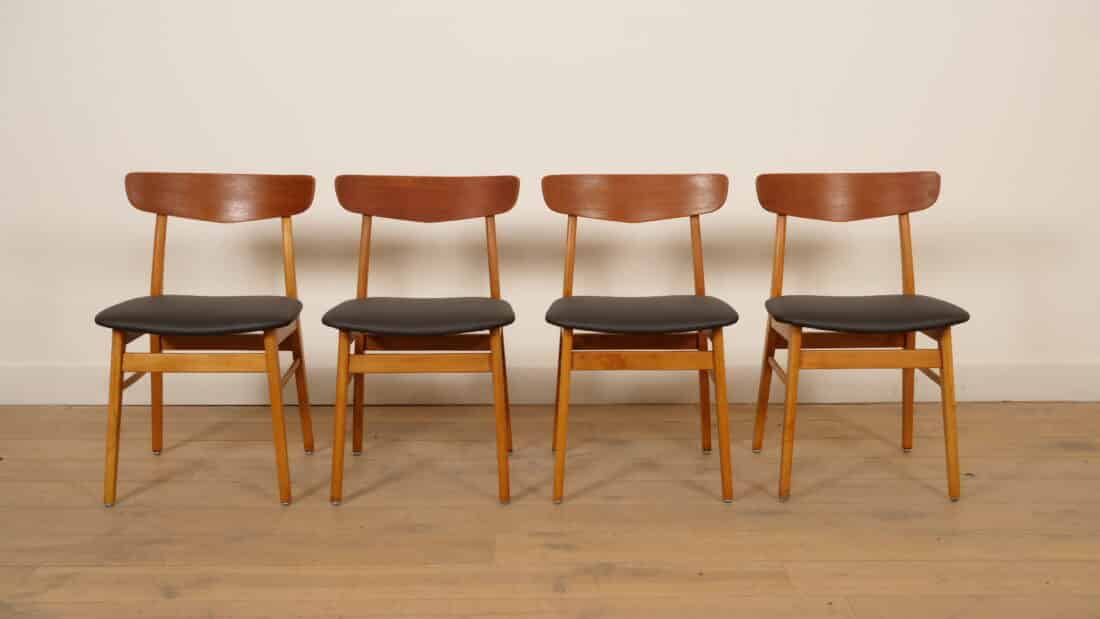 4 X Eetkamerstoel Farstrup Model 210 Gerestaureerd Zwart