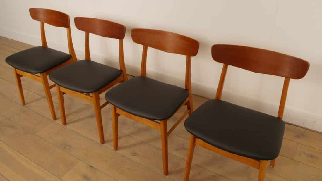 4 X Eetkamerstoel Farstrup Model 210 Gerestaureerd Zwart