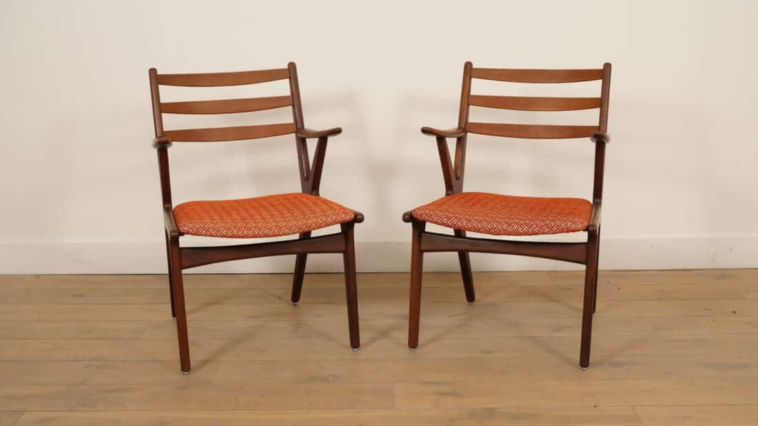Set Van 2 Deense Teakhouten Fauteuils 1960s Set Van 2 Deense Teakhouten Fauteuils 1960s