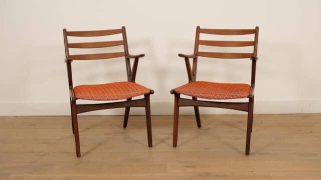 Set Van 2 Deense Teakhouten Fauteuils 1960s