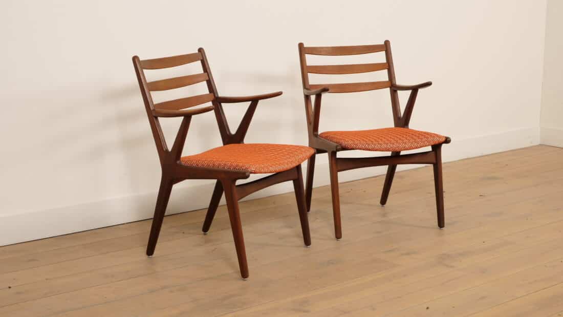 Set Van 2 Deense Teakhouten Fauteuils 1960s Set Van 2 Deense Teakhouten Fauteuils 1960s