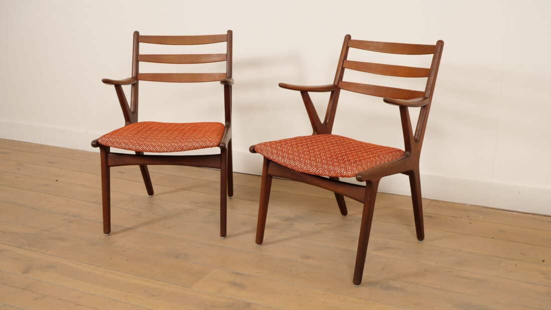 Set Van 2 Deense Teakhouten Fauteuils 1960s Set Van 2 Deense Teakhouten Fauteuils 1960s