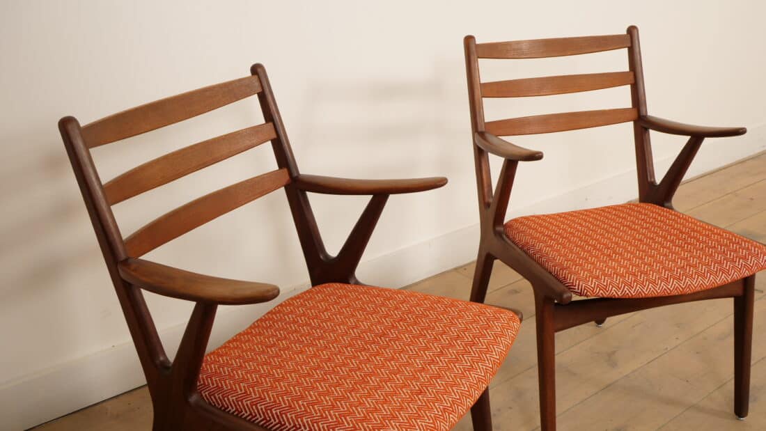 Set Van 2 Deense Teakhouten Fauteuils 1960s Set Van 2 Deense Teakhouten Fauteuils 1960s