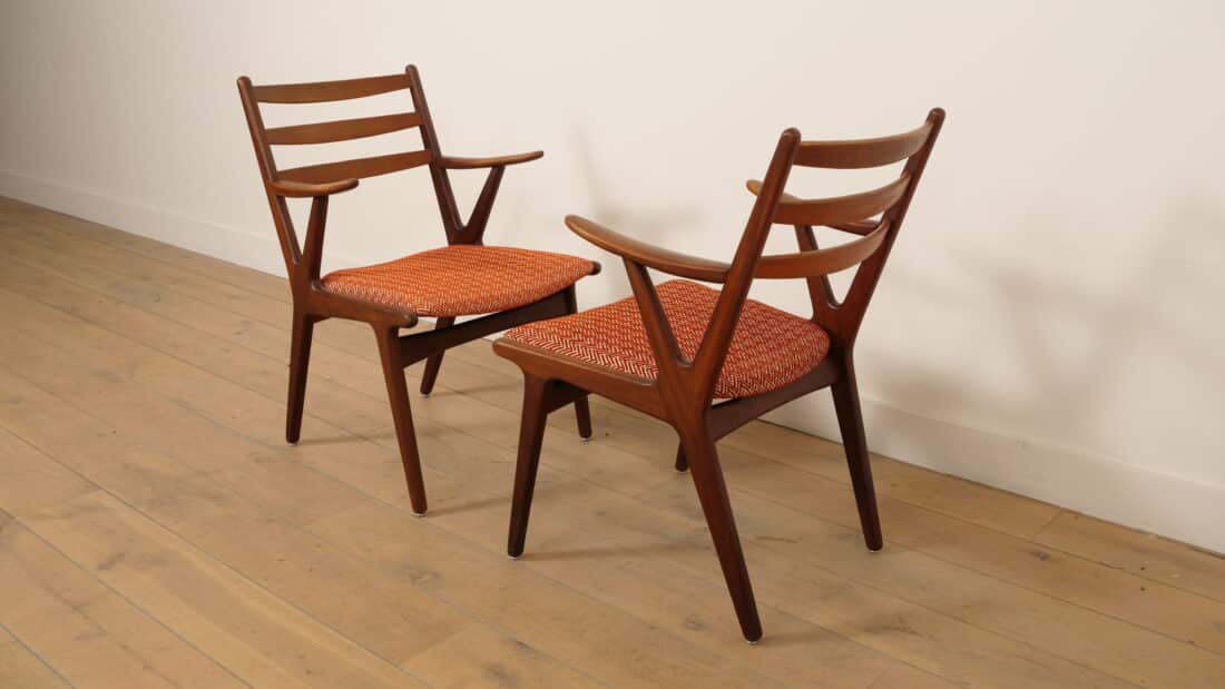 Set Van 2 Deense Teakhouten Fauteuils 1960s Set Van 2 Deense Teakhouten Fauteuils 1960s
