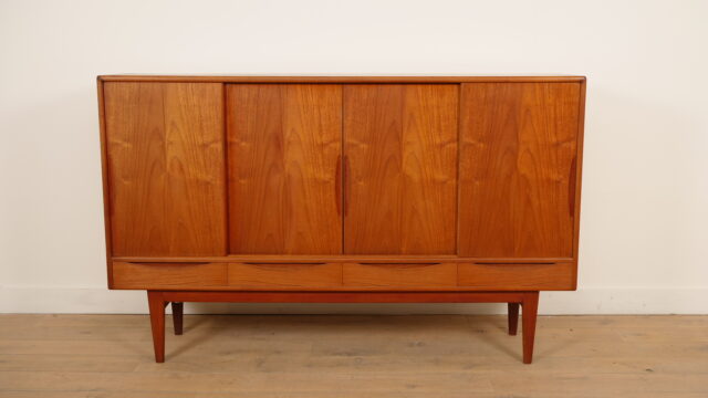 Vintage Deens Highboard Wandkast Teak 185 Cm