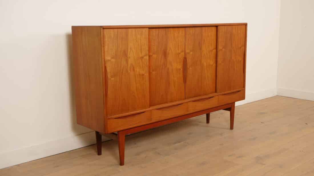 Vintage Deens Highboard Wandkast Teak 185 Cm Vintage Deens Highboard Wandkast Teak 185 Cm