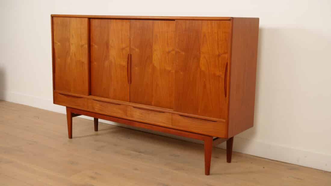 Vintage Deens Highboard Wandkast Teak 185 Cm Vintage Deens Highboard Wandkast Teak 185 Cm