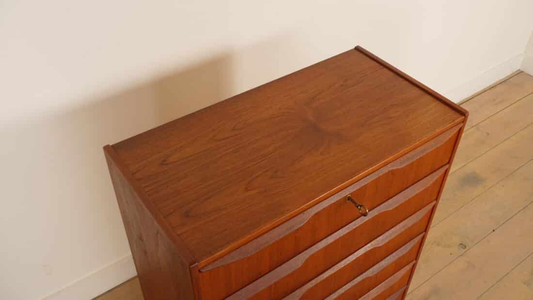Vintage Deense Ladekast Teak 6 Lades 105 Cm Vintage Deense Ladekast Teak 6 Lades 105 Cm