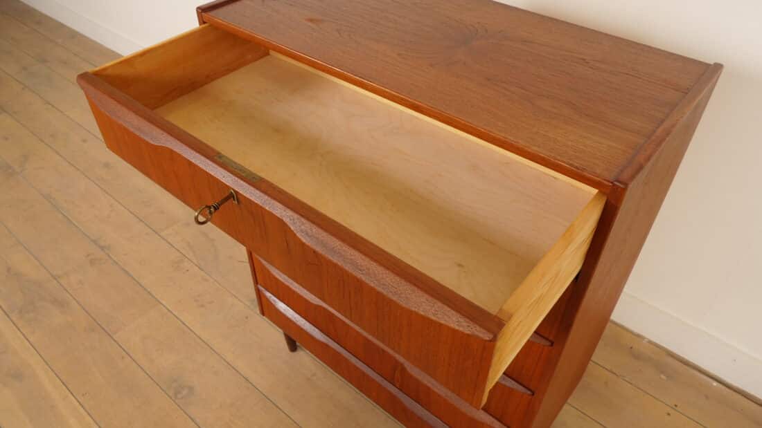 Vintage Deense Ladekast Teak 6 Lades 105 Cm Vintage Deense Ladekast Teak 6 Lades 105 Cm