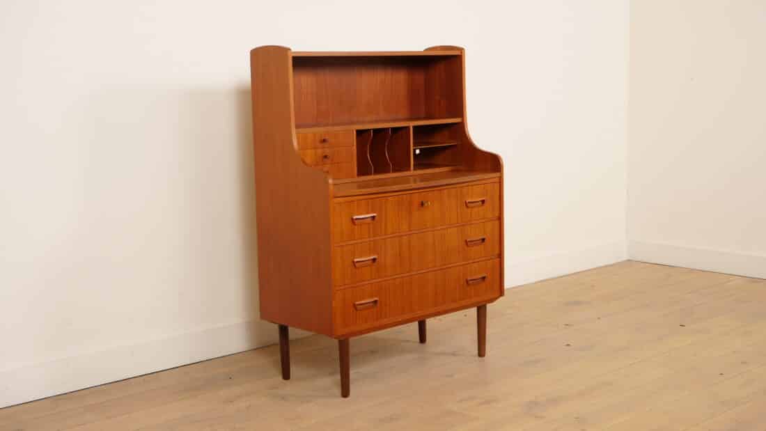 Vintage Deens Secretaire Teak 90 Cm