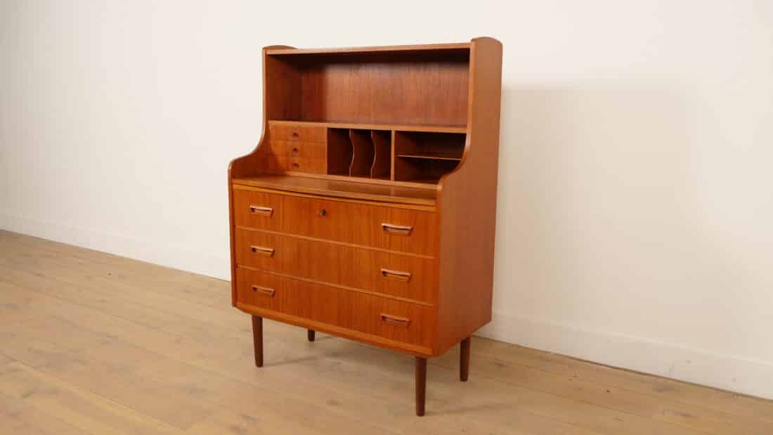 Vintage Deens Secretaire Teak 90 Cm