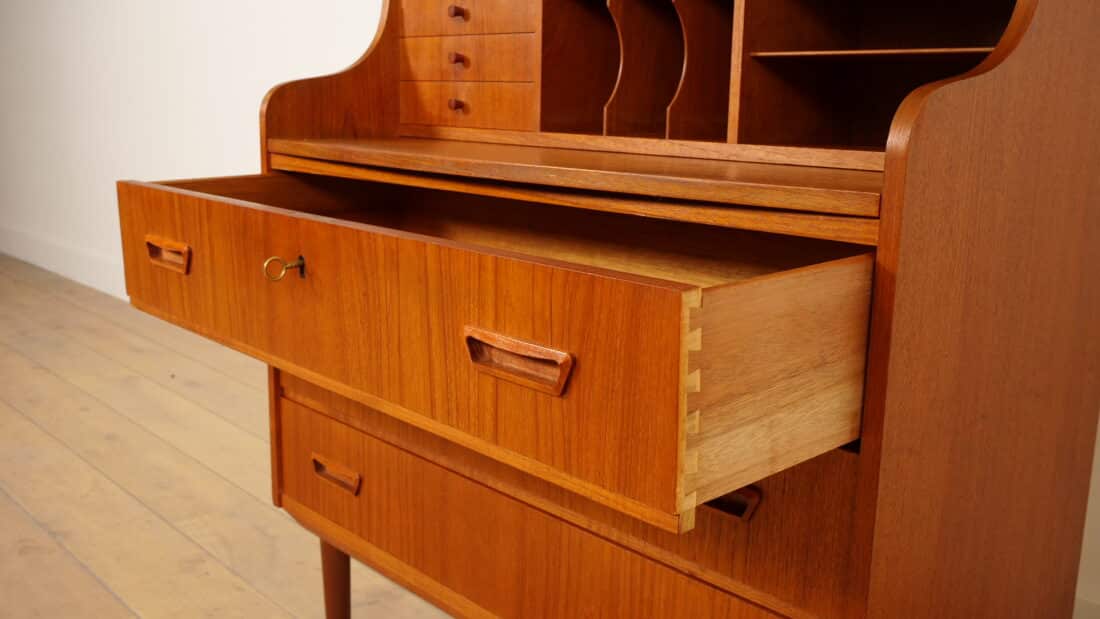 Vintage Deens Secretaire Teak 90 Cm