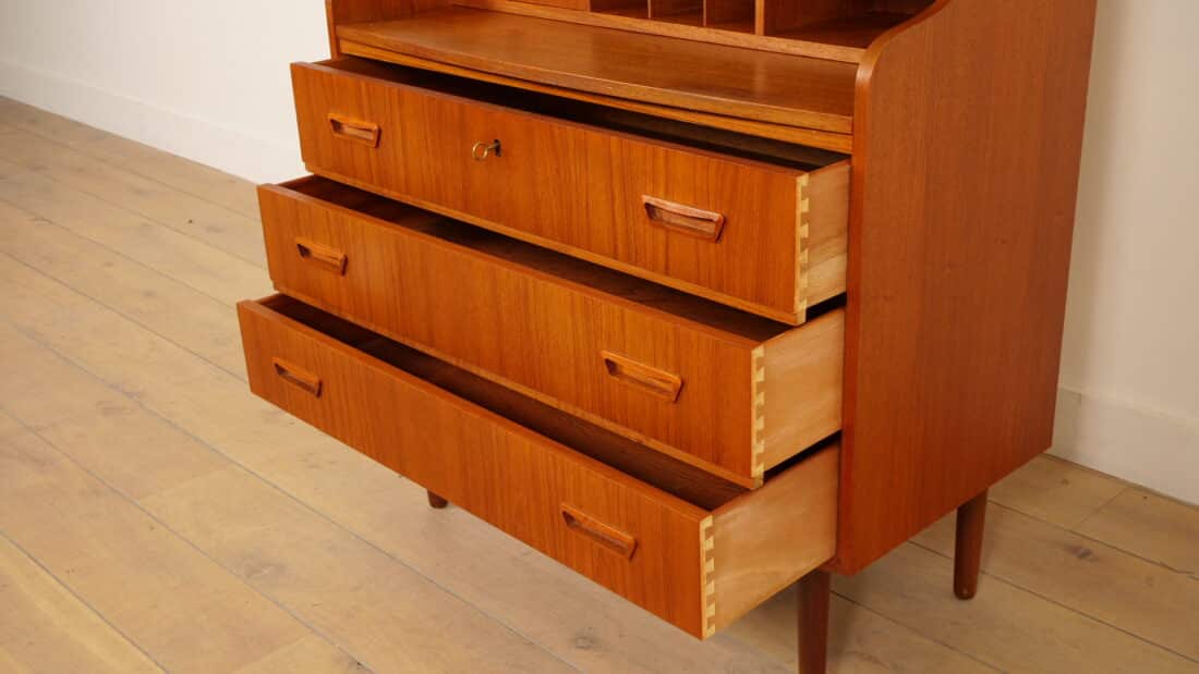 Vintage Deens Secretaire Teak 90 Cm