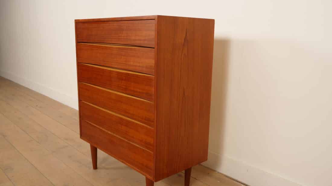 Vintage Deense Ladekast Arne Vodder Stijl 6 Lades 101 Cm
