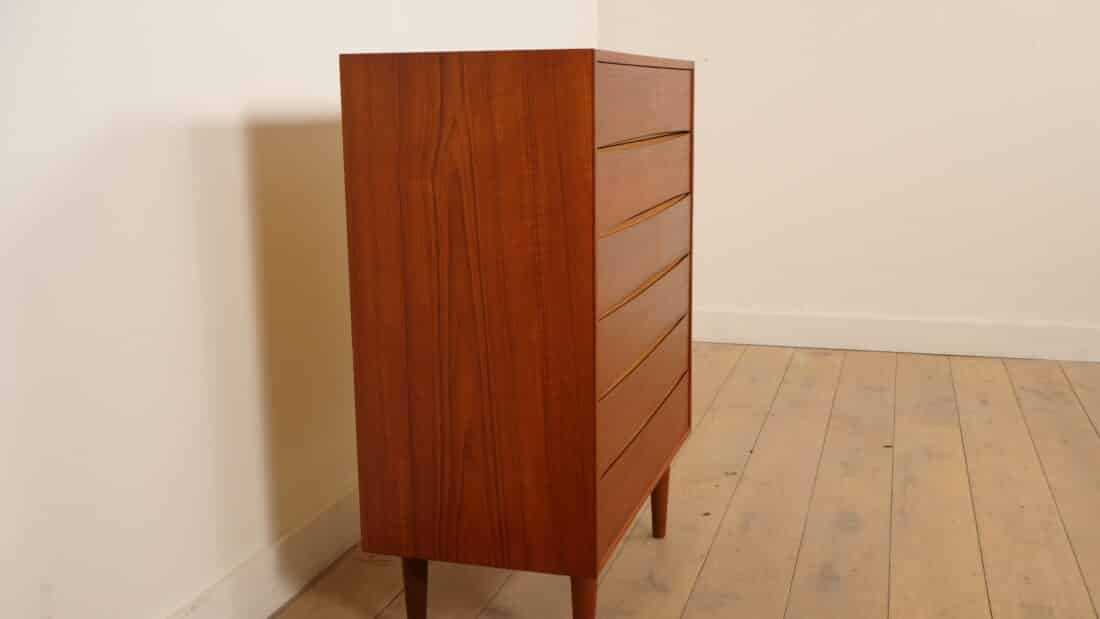 Vintage Deense Ladekast Arne Vodder Stijl 6 Lades 101 Cm