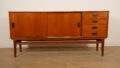 Vintage dressoir | Teak | 190 cm | Zwarte details