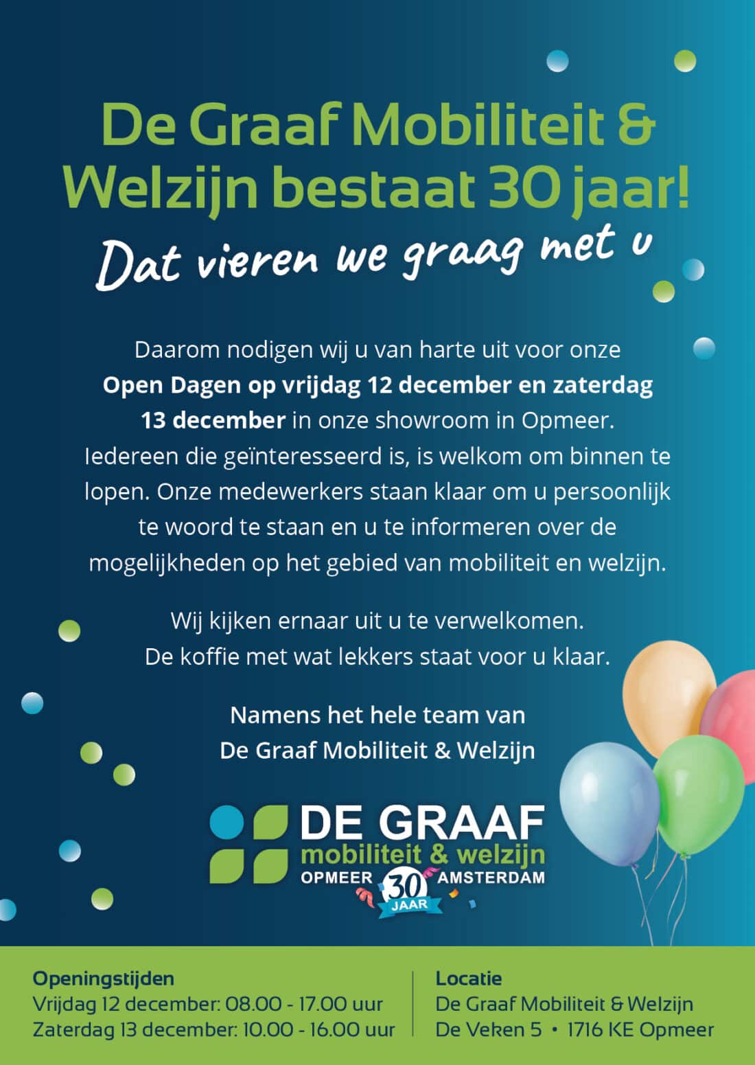 30 Jaar Jubileum Kom Naar Onze Open Dagen In Opmeer Op 12 Amp 13 December