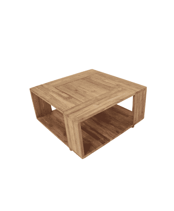 teak houten salontafel vierkant 1x1 open