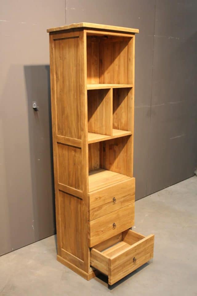 55x40x187 Hoog Teak Boekenkast Kolomkast Met Onder Lade A 425 7 E1603999292772