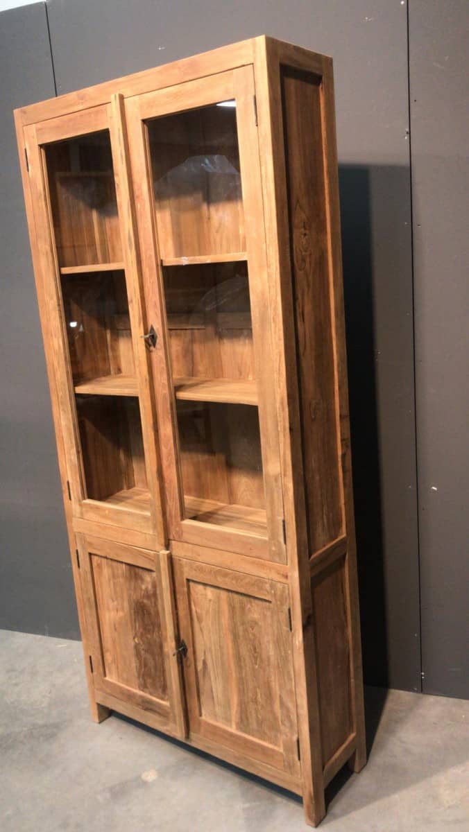 90x30x200h A 650 Teak Buffet Cab 2dr And Glass 1