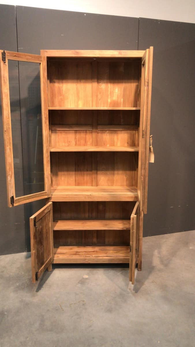90x30x200h A 650 Teak Buffet Cab 2dr And Glass 3