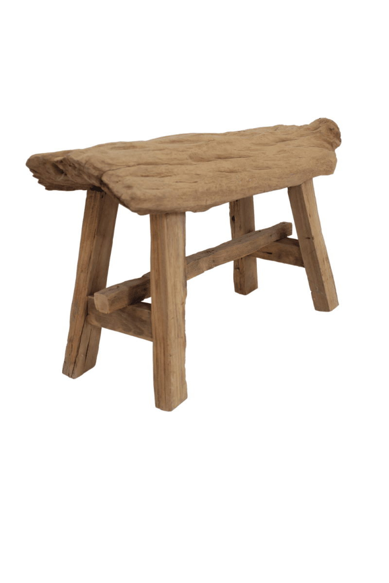 ruw teak houten bankje
