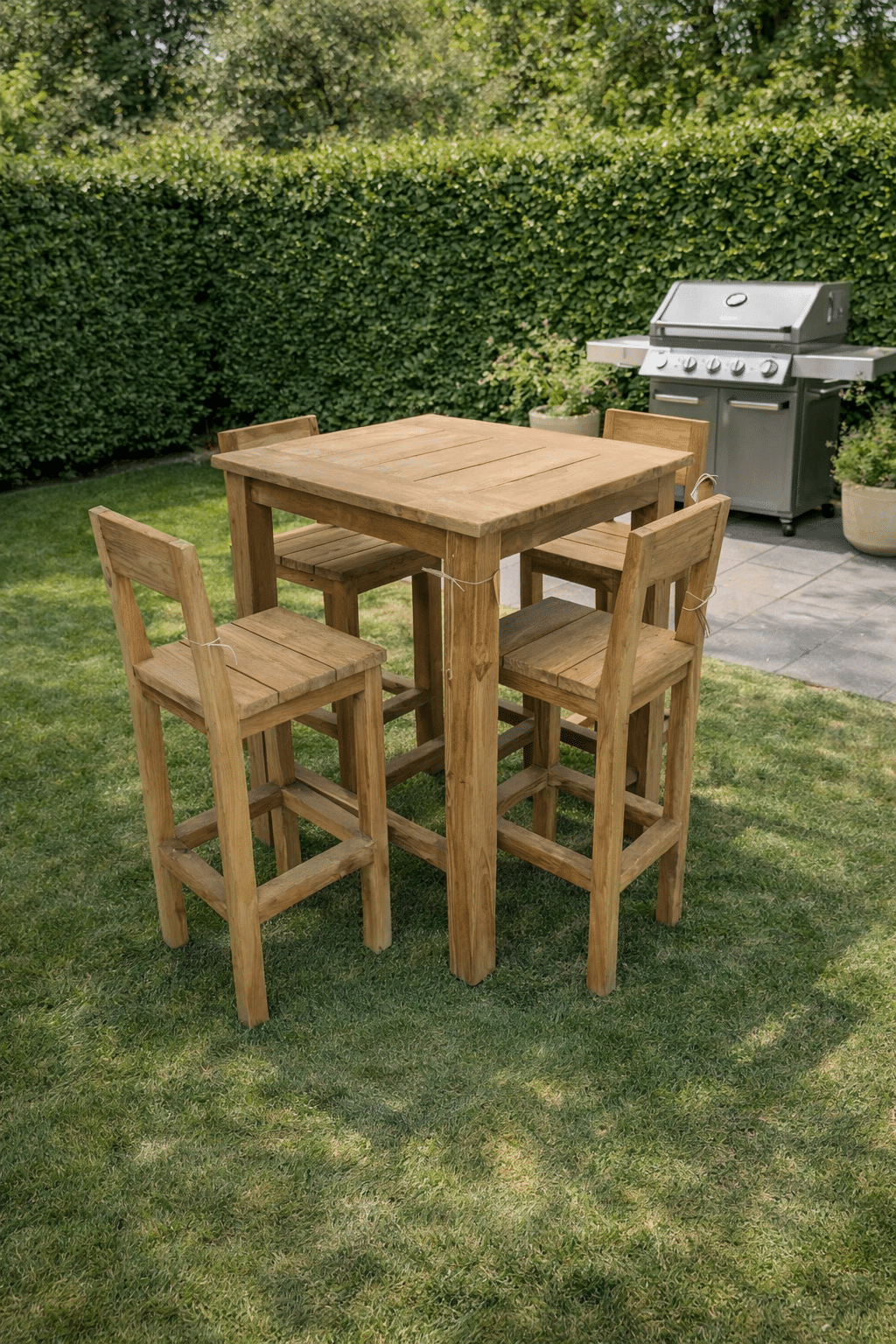 tuin bartafel met 4 krukken teak hout