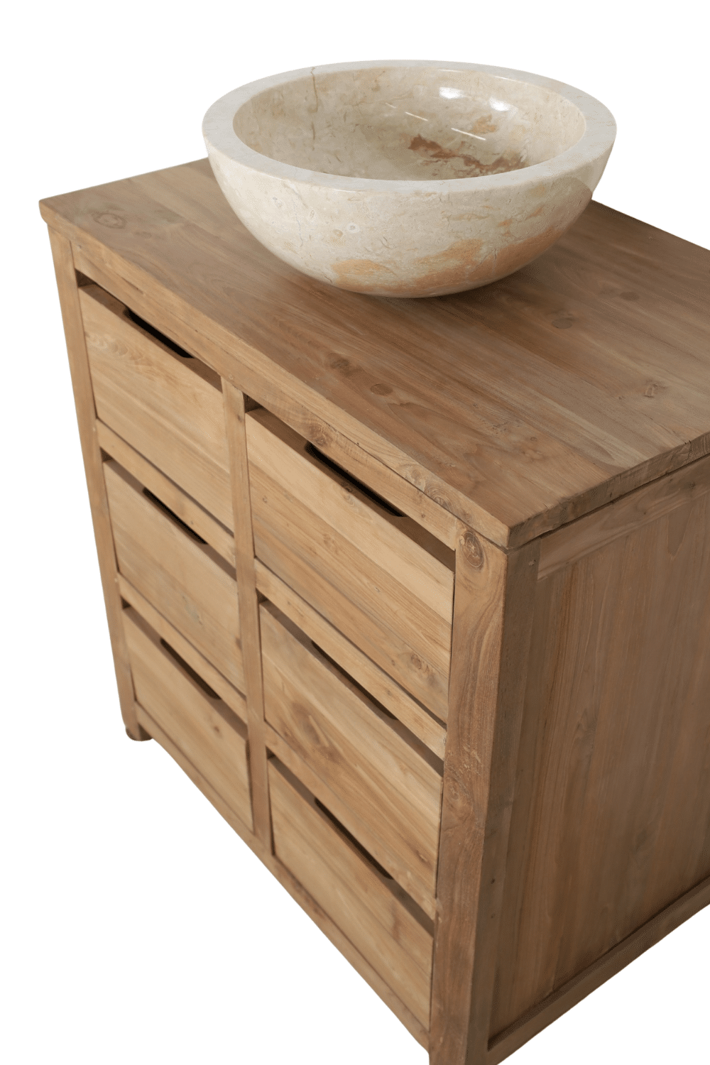 Landelijke teak houten badkamermeubel met lades GL 80x50x85 cm