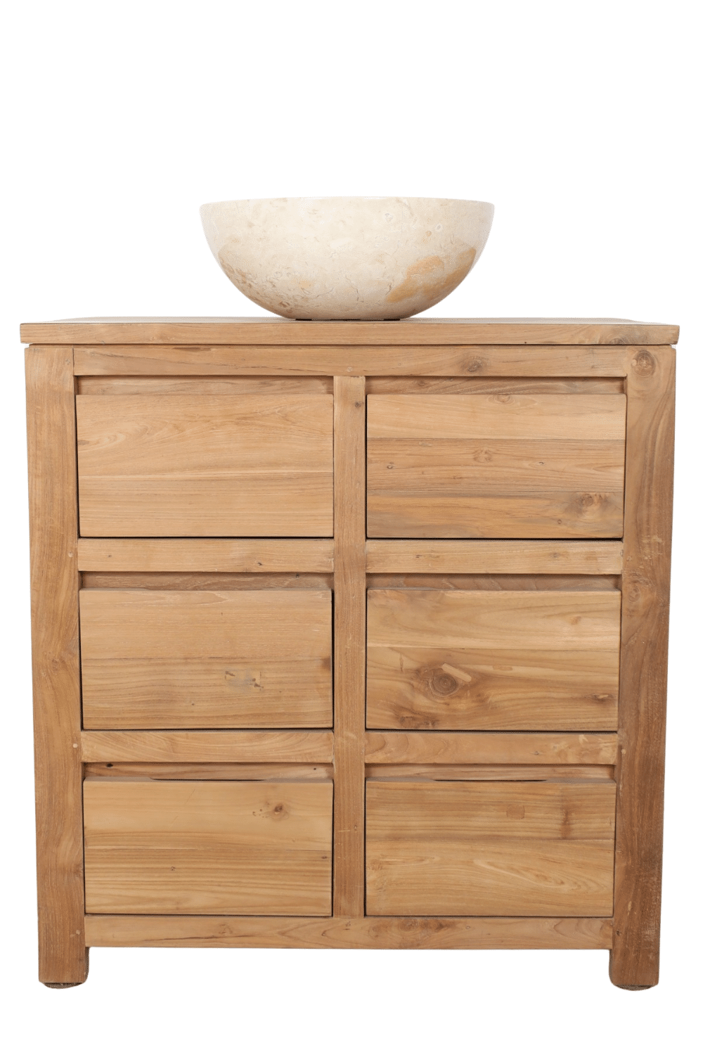 Landelijke teak houten badkamermeubel met lades GL 80x50x85 cm