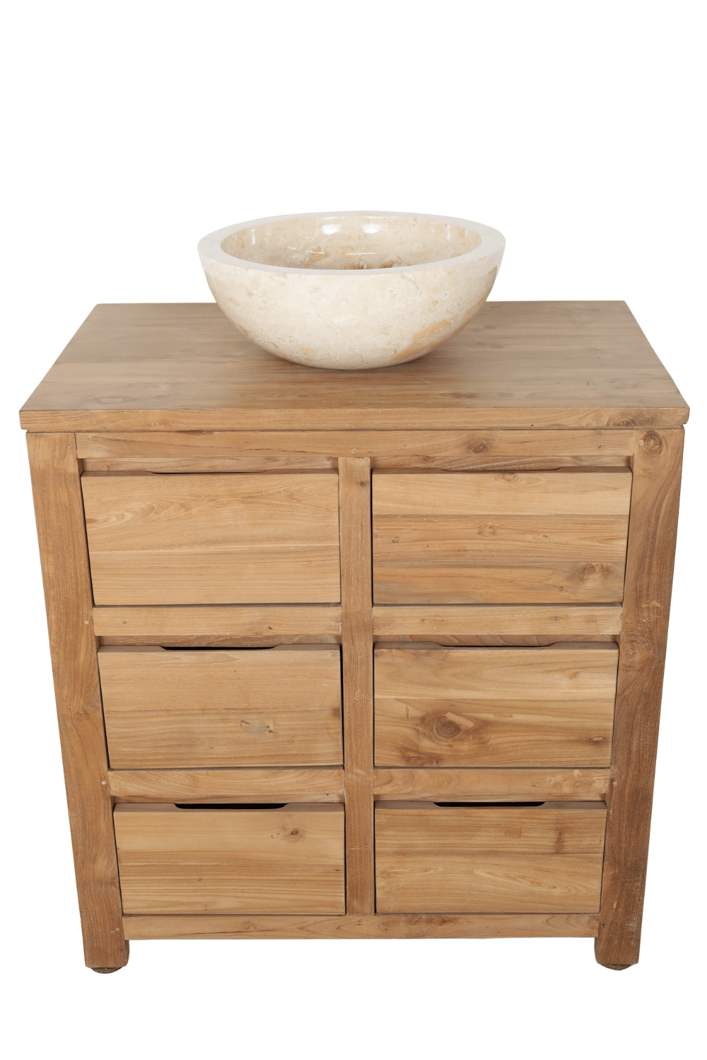 Landelijke teak houten badkamermeubel met lades GL 80x50x85 cm