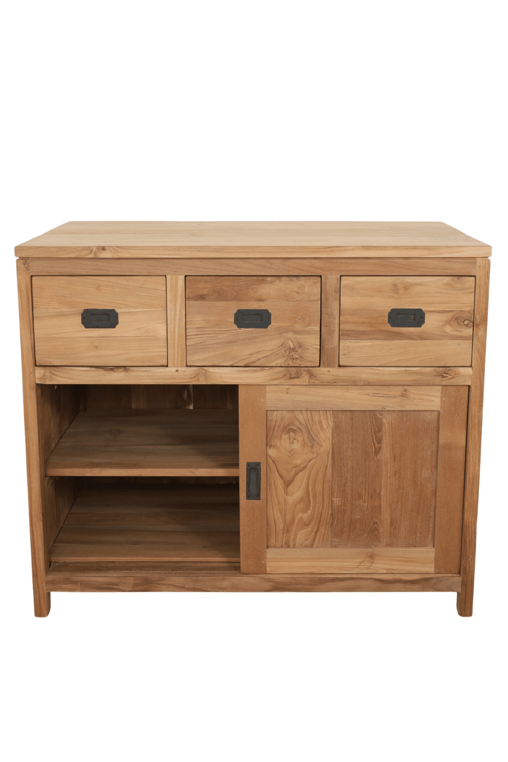 Landelijke teak houten badkamermeubel met schuifdeuren SDB 100x50x85 cm