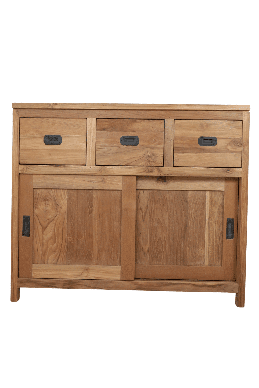 Landelijke teak houten badkamermeubel met schuifdeuren SDB 100x50x85 cm