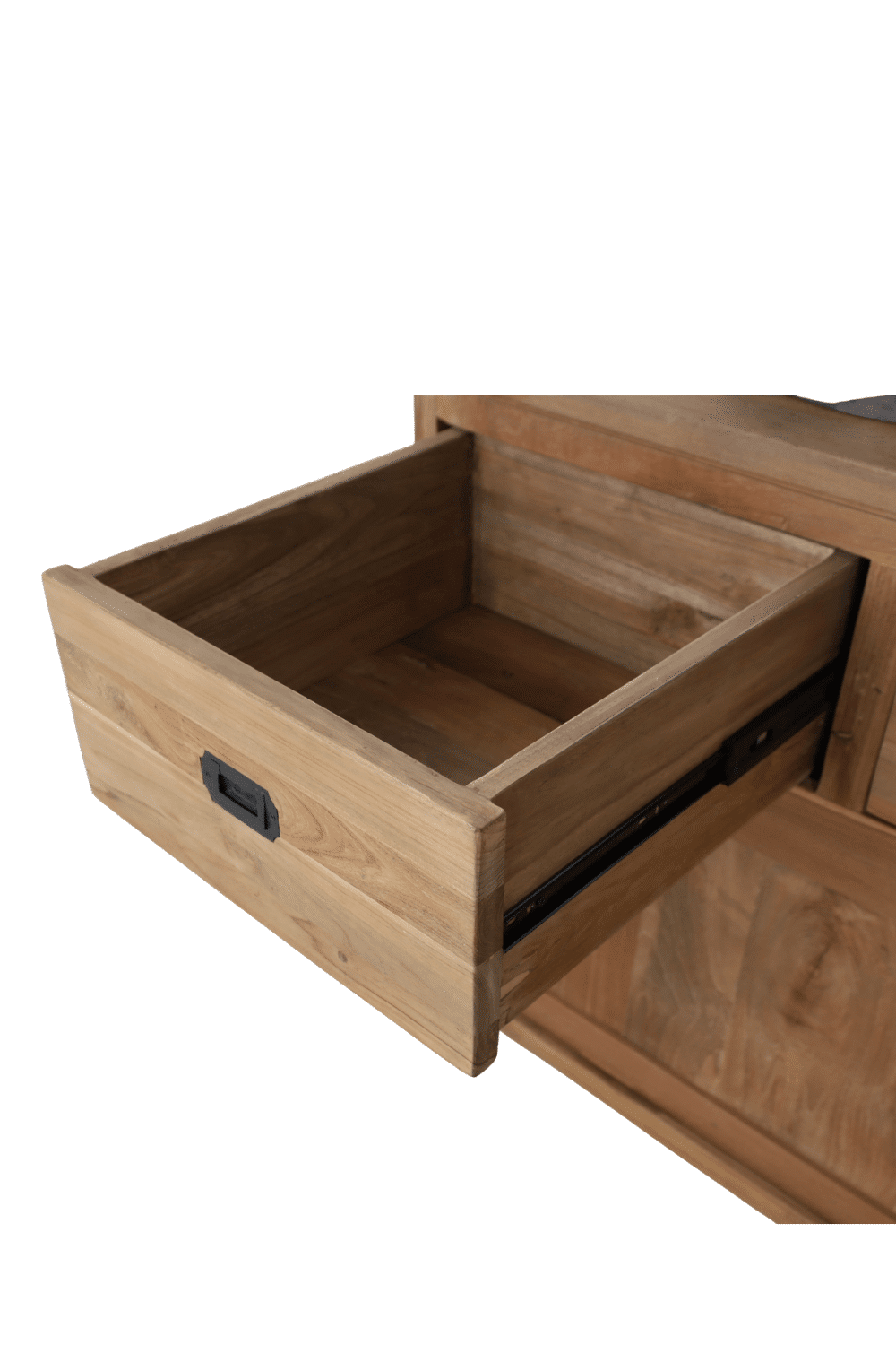 Landelijke teak houten badkamermeubel met schuifdeuren SDB 140x50x85 cm