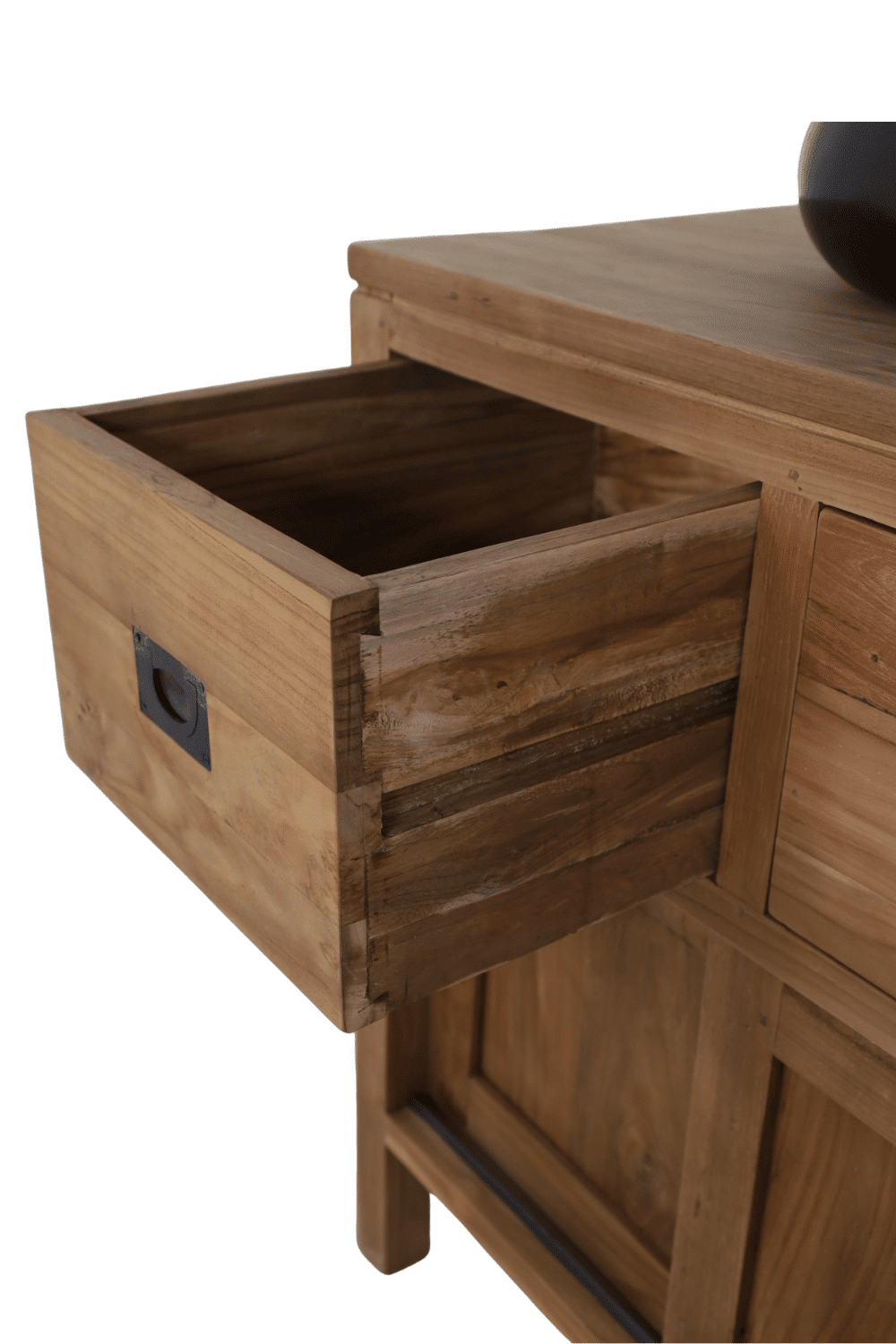 Landelijke teak houten badkamermeubel met schuifdeuren SDB 80x50x85 cm