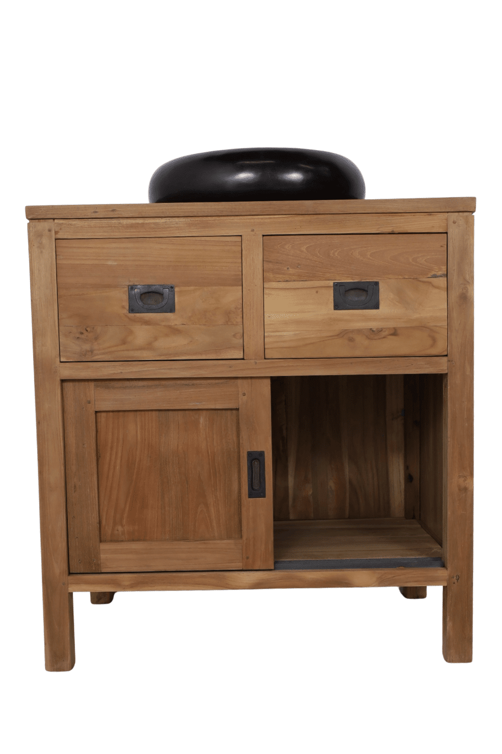 Landelijke teak houten badkamermeubel met schuifdeuren SDB 80x50x85 cm