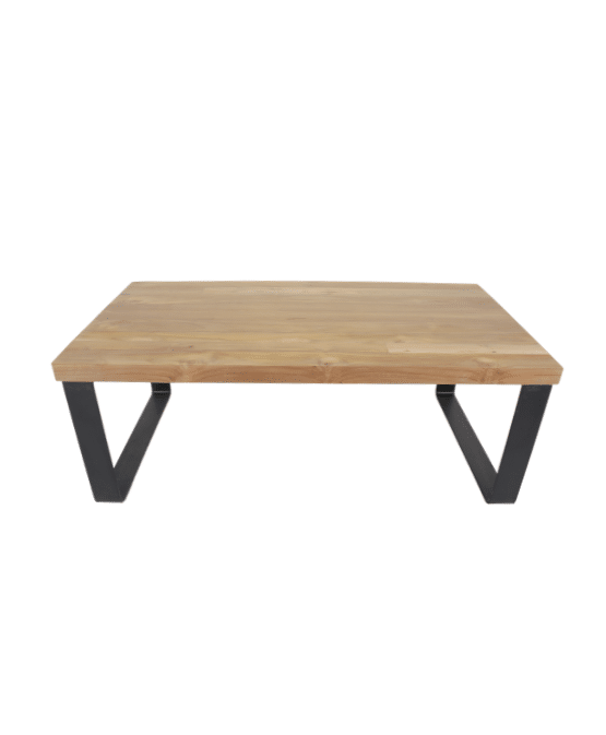 salontafel met metalen u poten blad 5 cm dik teak hout industriële salontafel 120x60x45 cm