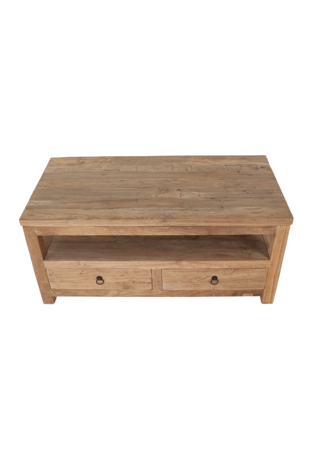 Salontafels met 2 lade en onderblad teak hout