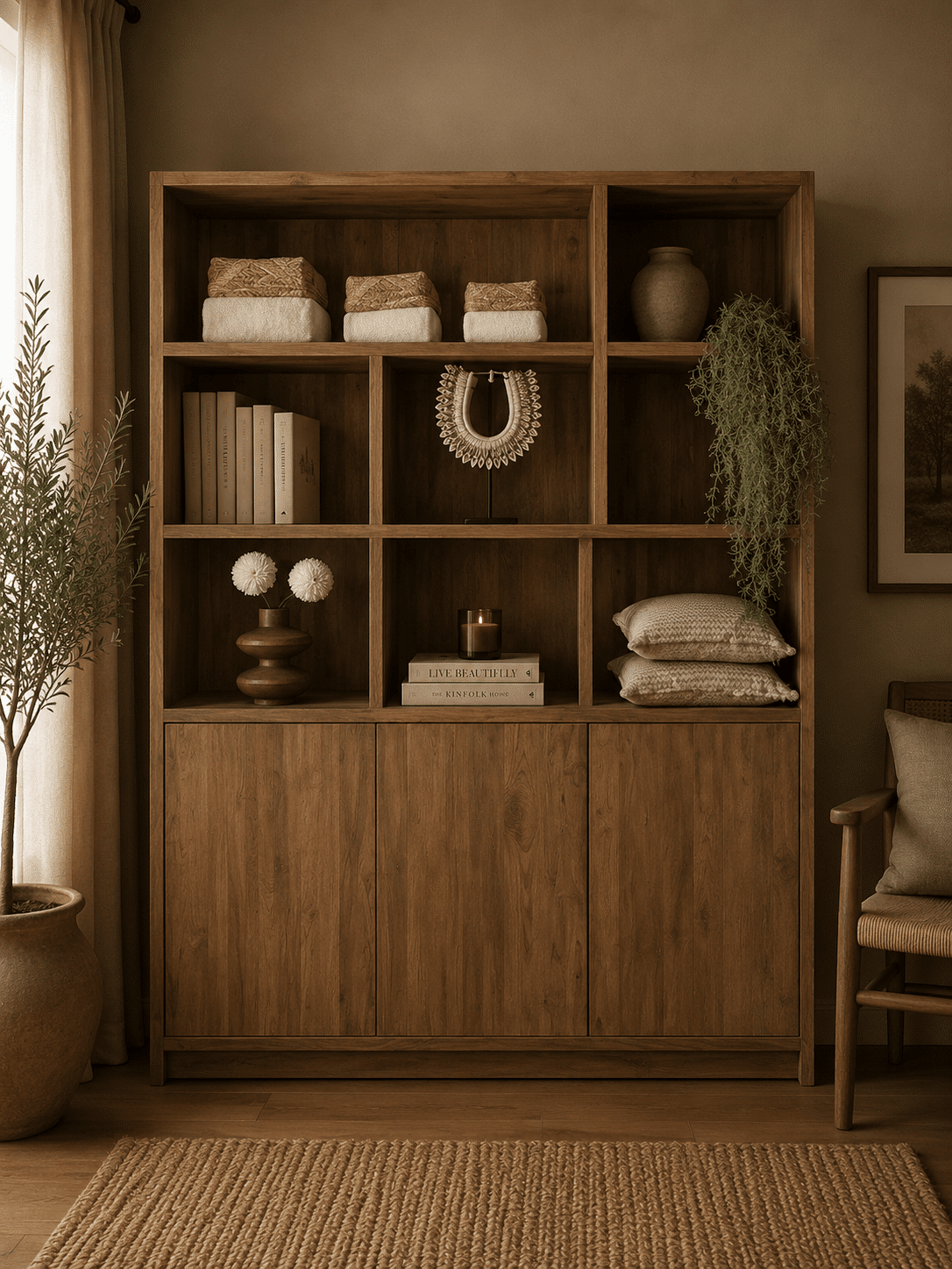 Teak-houten-vakkenkast-180x40x220-cm Teak-houten-vakkenkast-180x40x220-cm