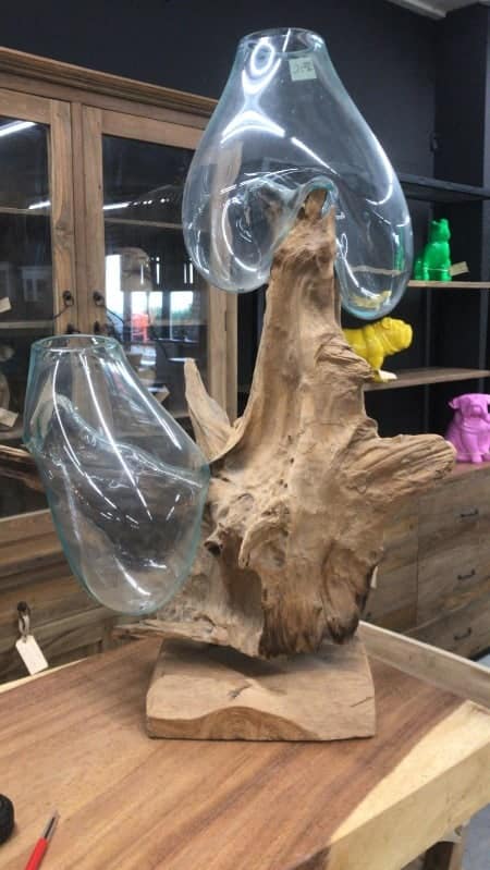 Teak Met Glas Twee Bollen A 175 1