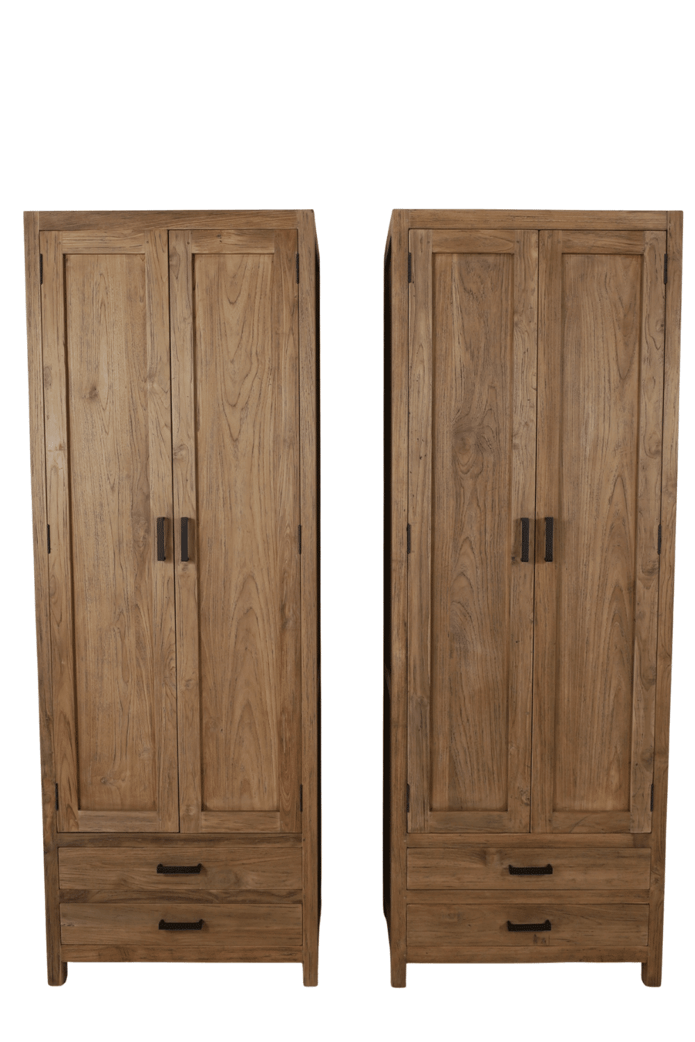 Teakhouten opbergkast 2 deuren, 2 lade 75x45x210 cm