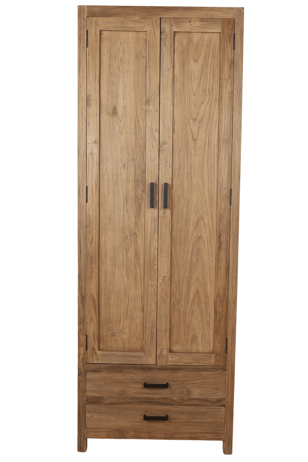 Teakhouten opbergkast 2 deuren, 2 lade 75x45x210 cm